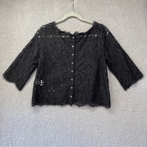 Joie Black Allover Lace Elvia C Top Sz S - Picture 5 of 10